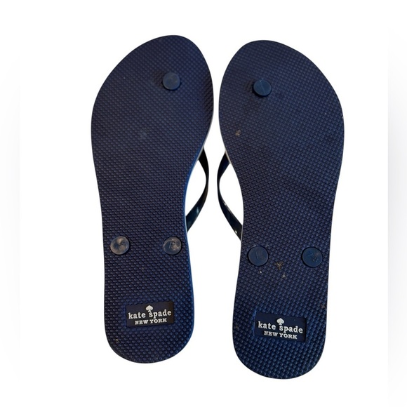 Kate Spade Women's Navy White Polka Dot Sandals Flip Flops Thongs Logo Size 7/8 - Picture 4 of 6